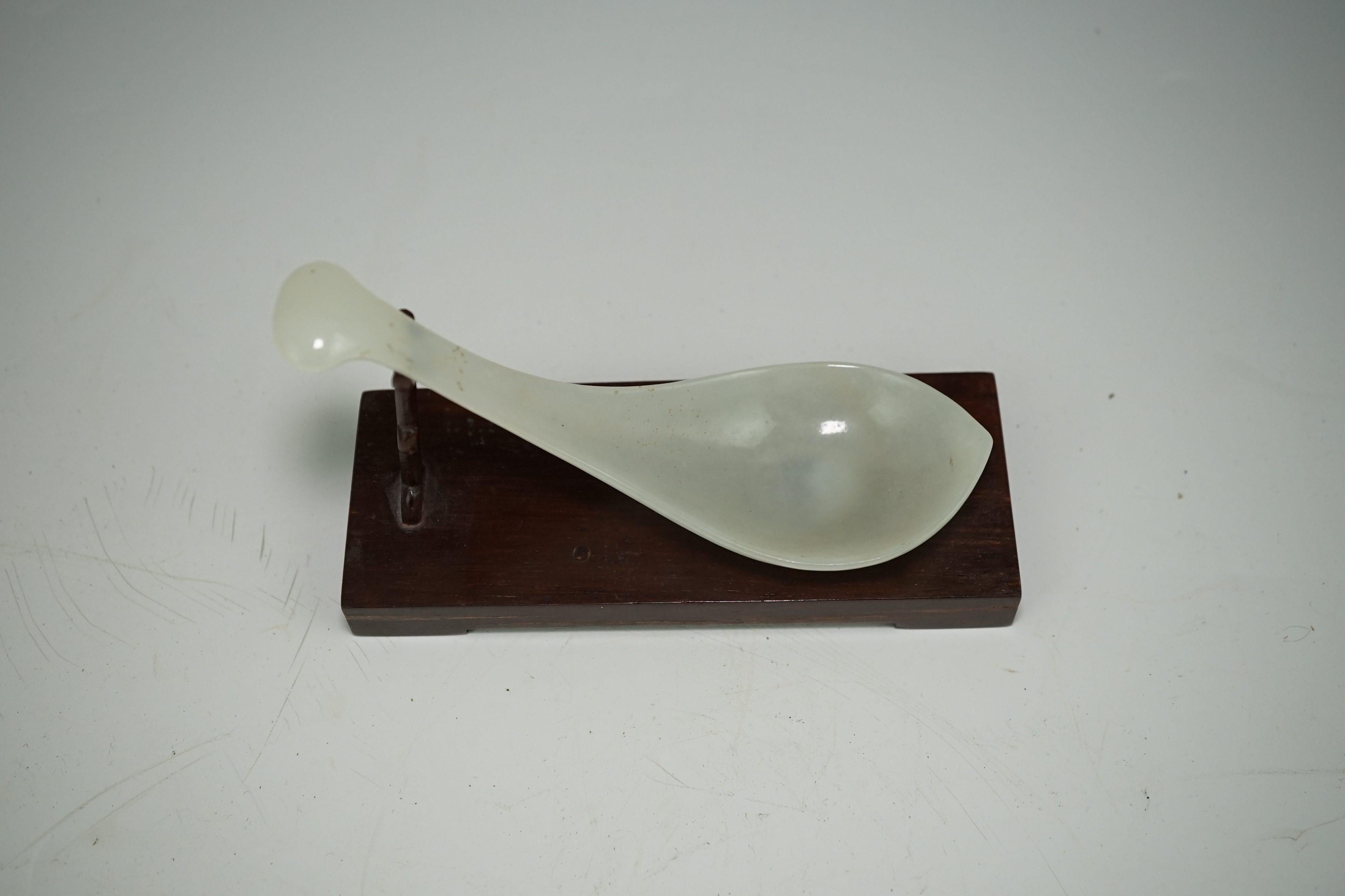 A rare Chinese white jade rice spoon, 19th century